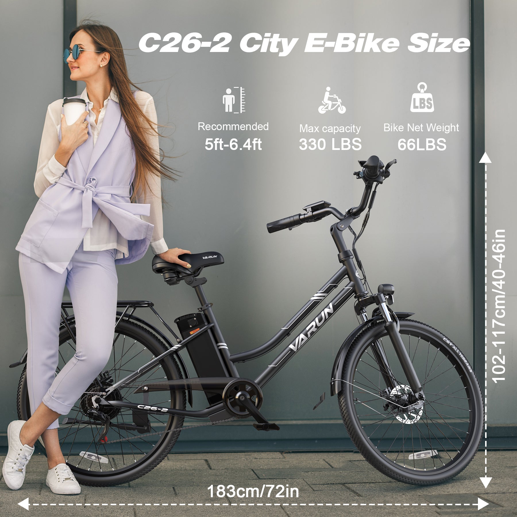 VARUN C26 Volt | Electric Commuter Bike-Black